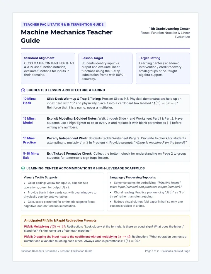 Machine Mechanics Teacher Guide