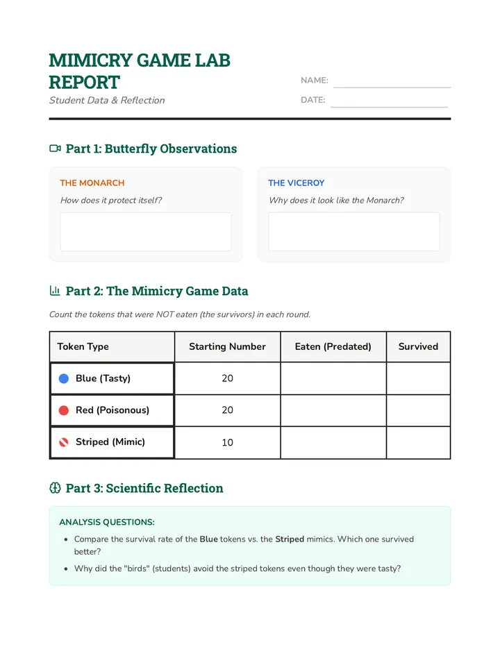 Mimicry Game Lab Report