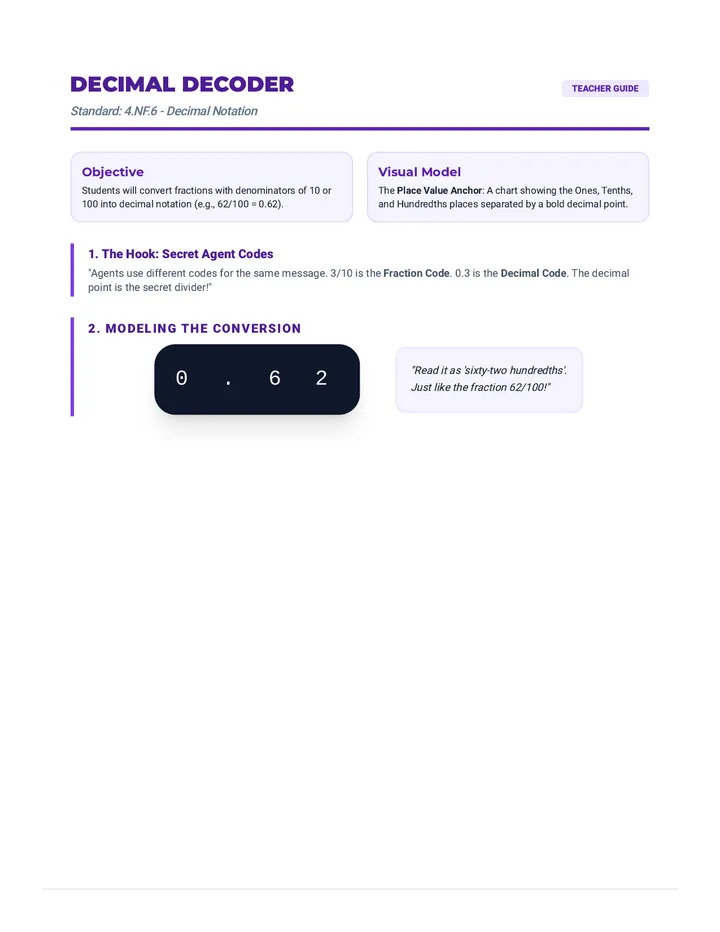 Decimal Decoder Lesson Plan