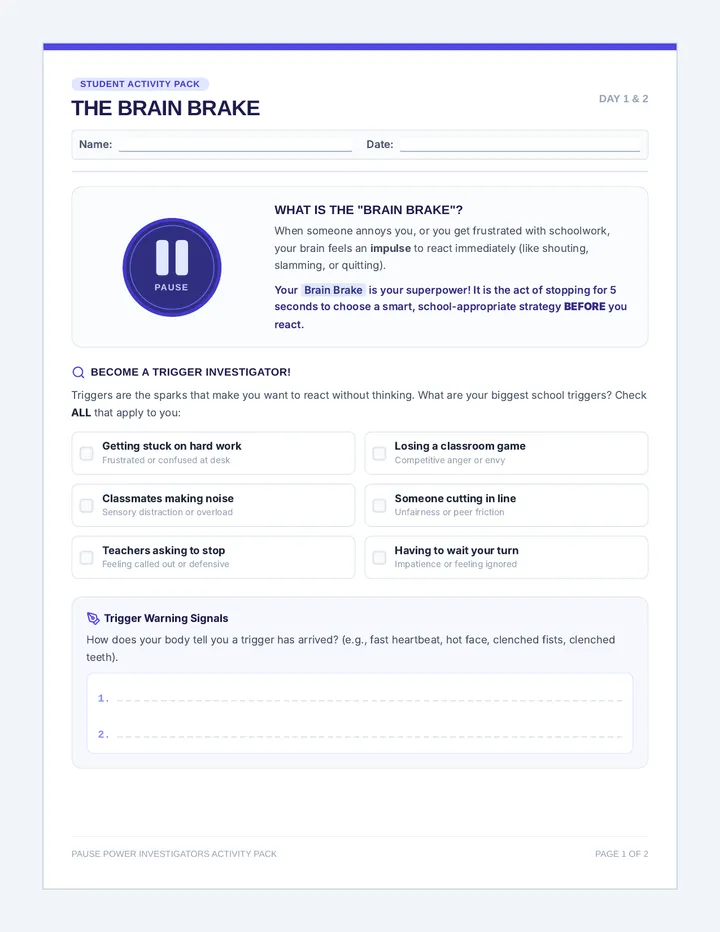 Calm Control Activity Pack
