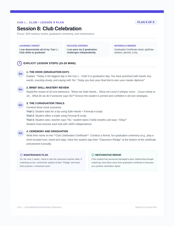 Club Celebration Lesson Plan