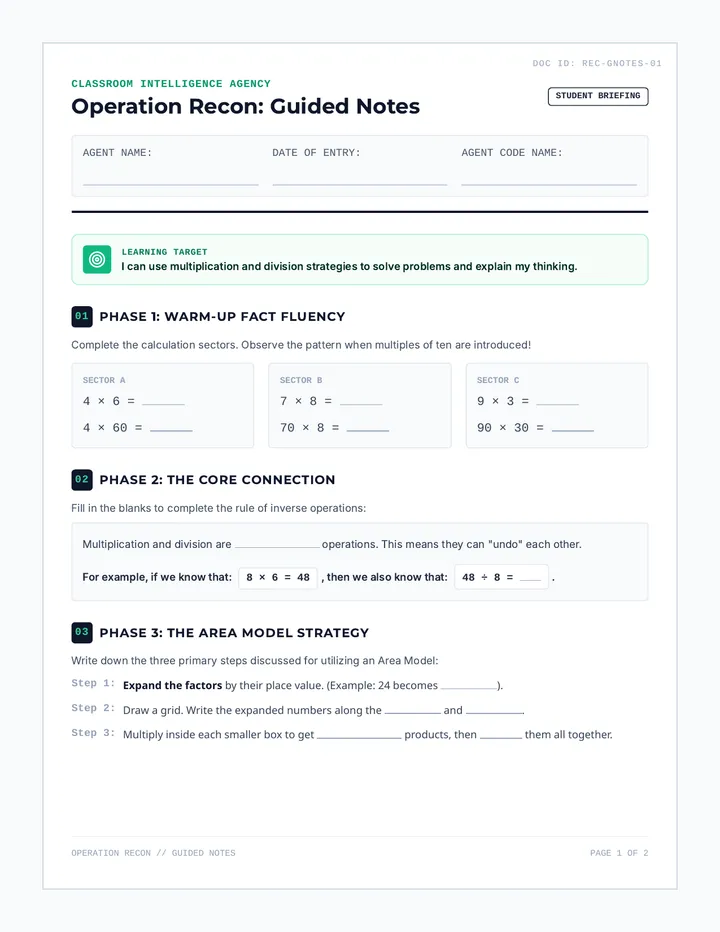 Operation Recon Guided Notes