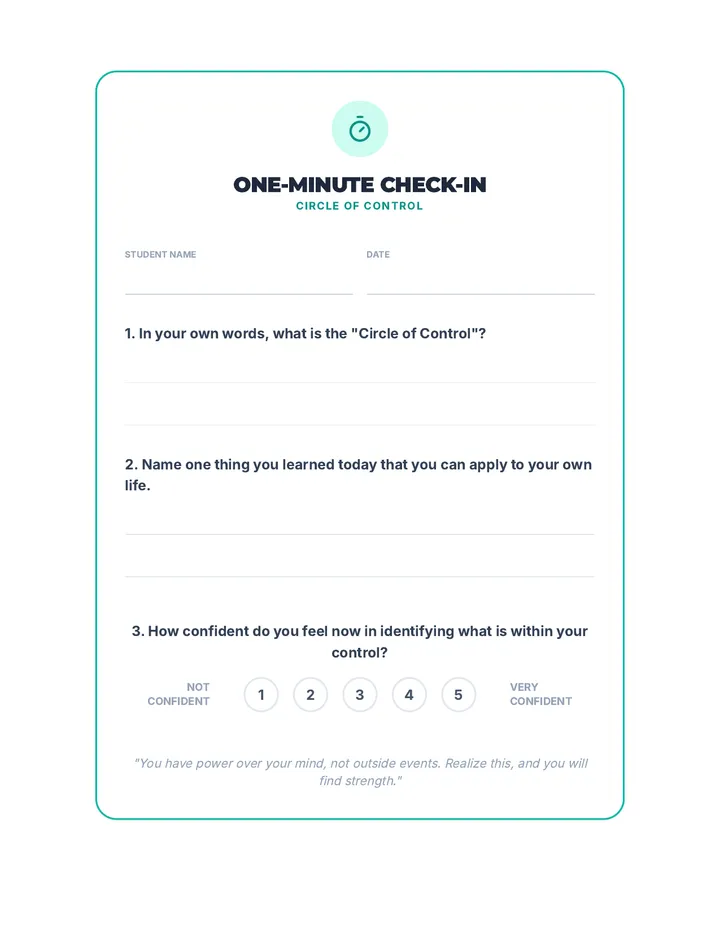 One-Minute Check-In Cool Down