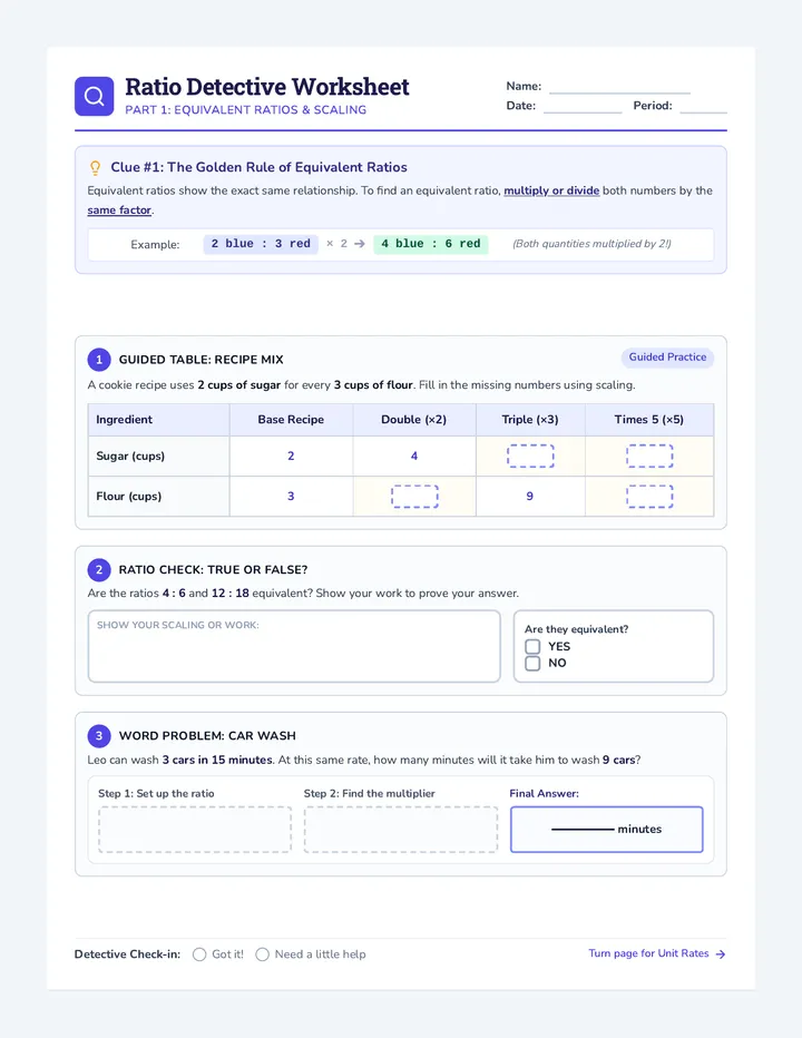 Ratio Detective Worksheet