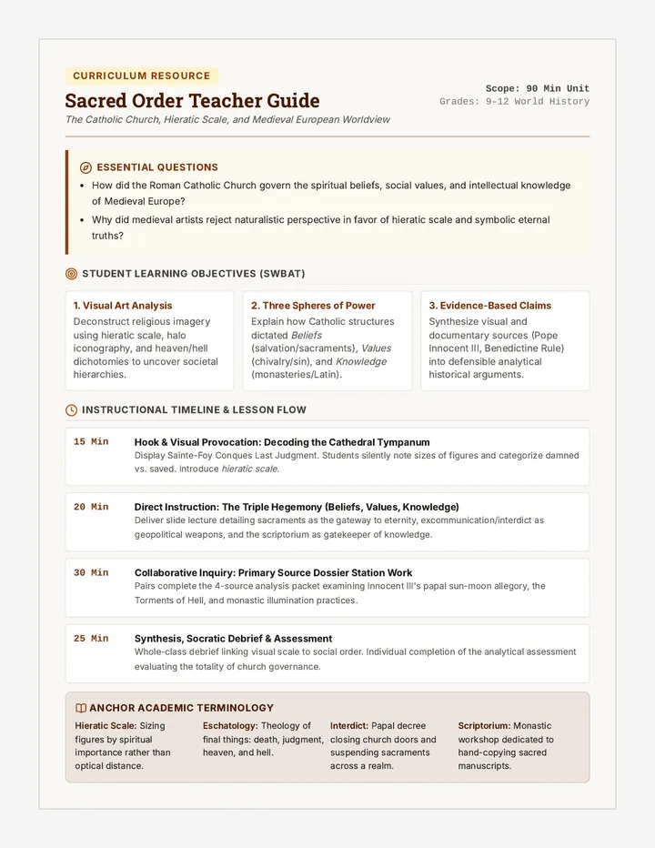 Sacred Order Teacher Guide