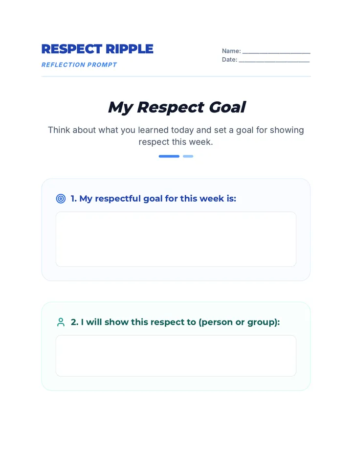 Respect Reflection Prompt Sheet