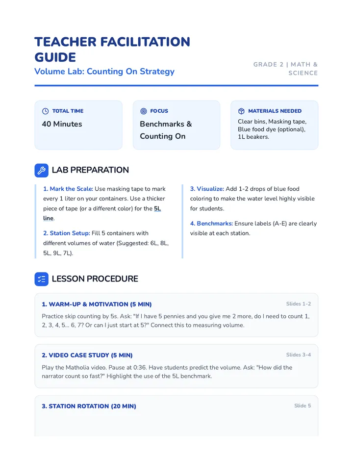 Volume Lab Teacher Guide