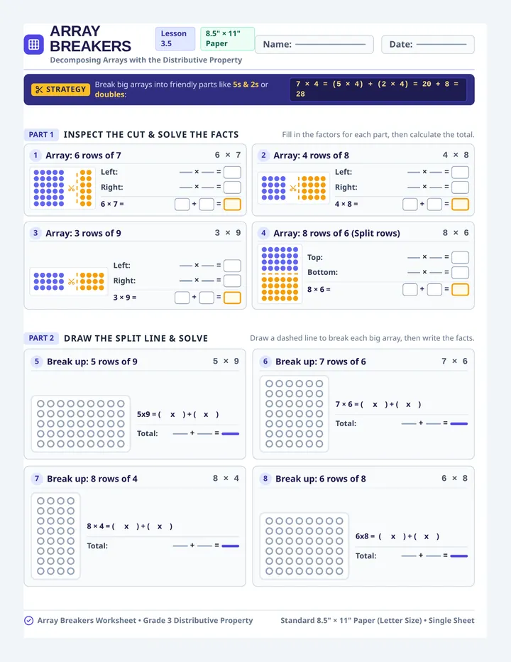 Array Breakers Worksheet