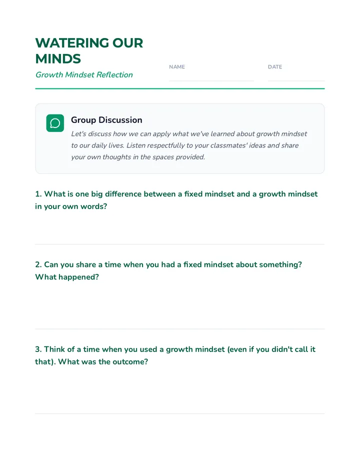 Watering Our Minds Discussion