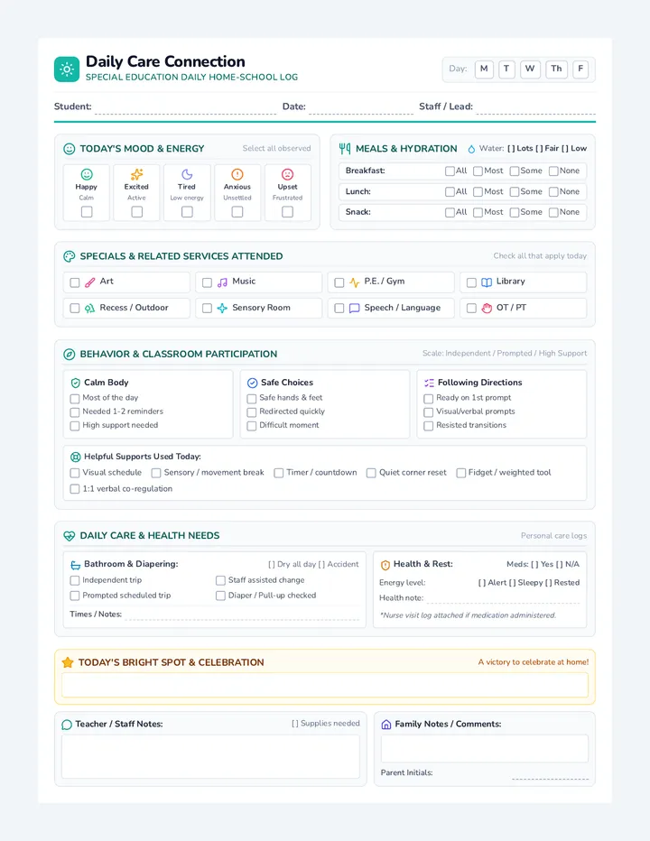 Daily Care Connection Form