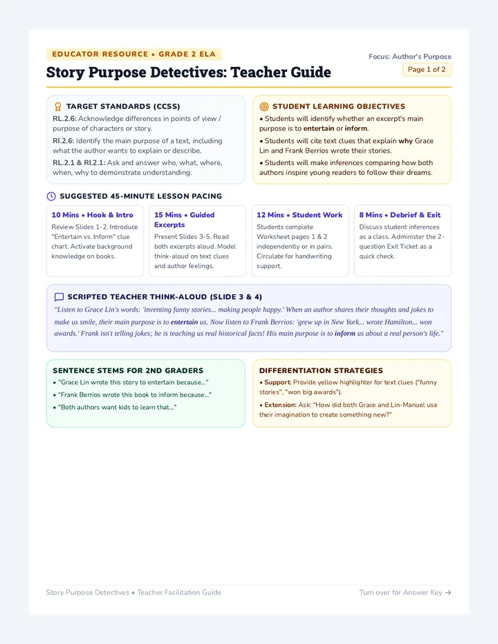 Story Purpose Teacher Guide