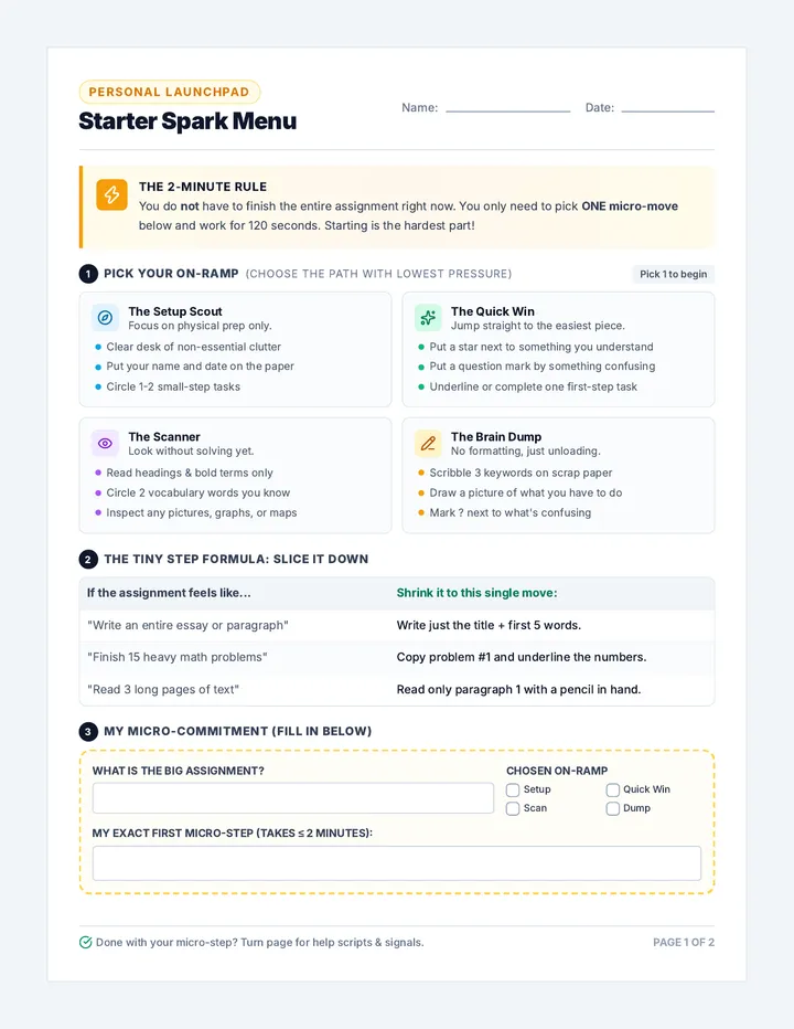 Starter Spark Menu