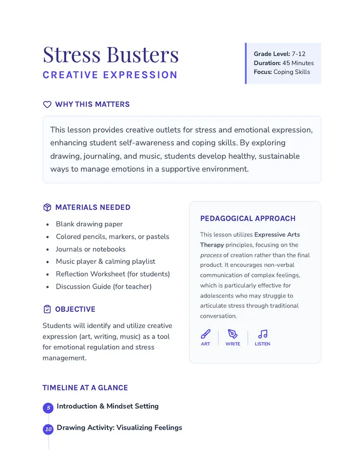 Stress Busters Lesson Plan