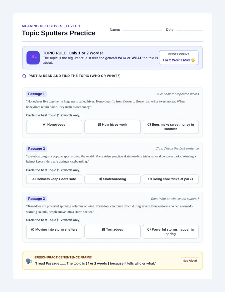 Topic Spotters Student Pack