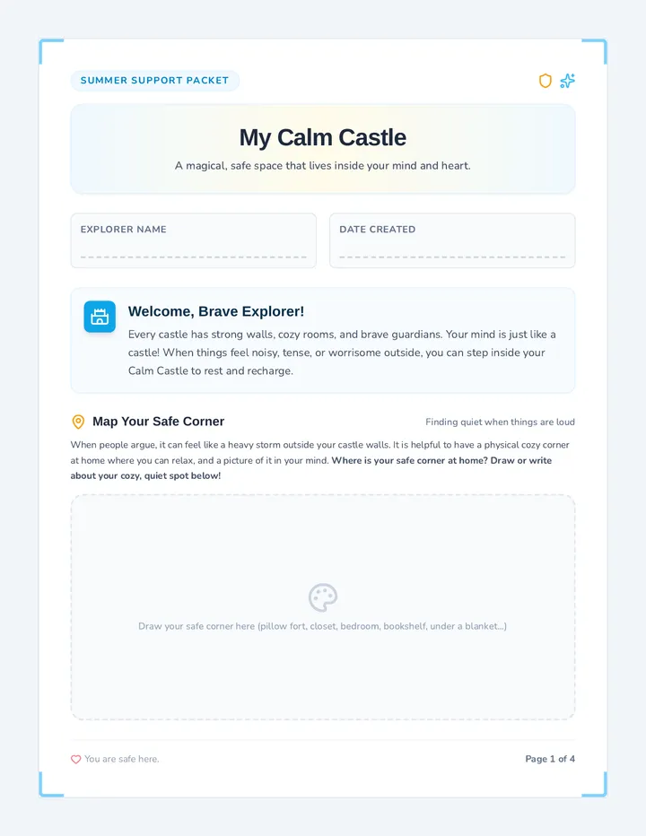 Calm Castle Workbook page 1