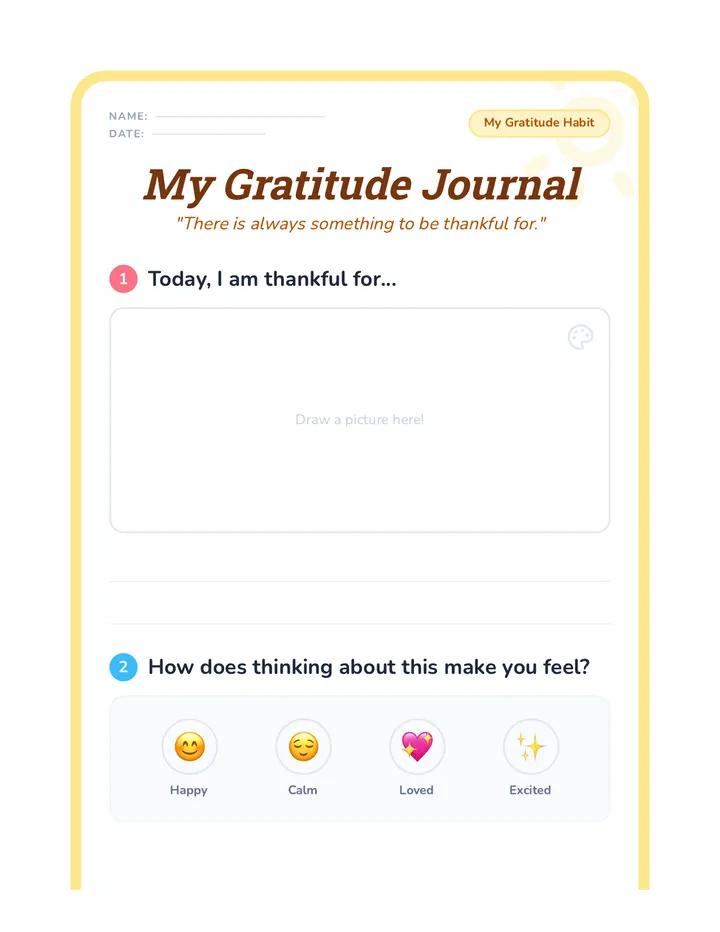 My Gratitude Journal Worksheet