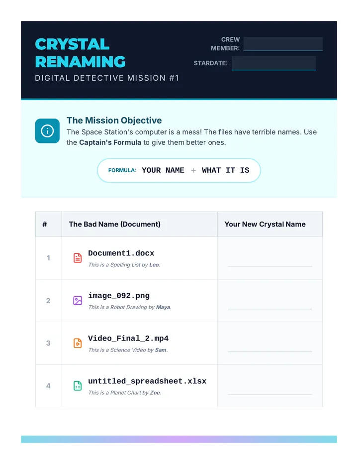 Crystal Renaming Worksheet
