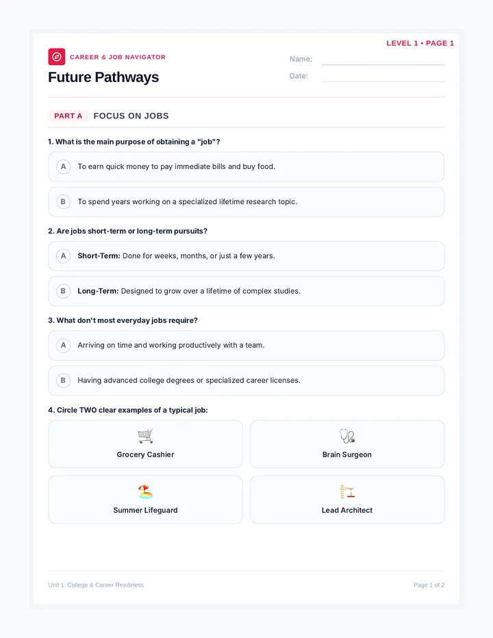 Career Map Worksheet