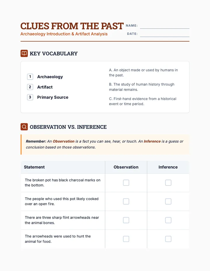Artifact Analysis Worksheet
