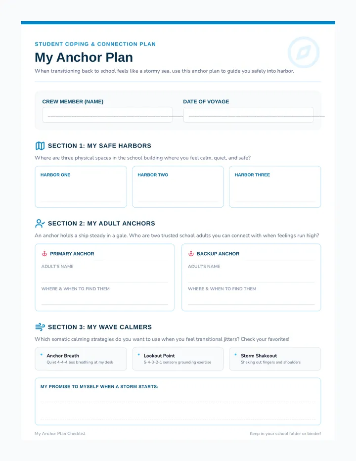 My Anchor Worksheet