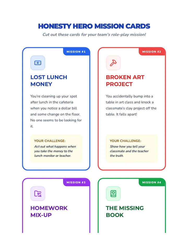 Honesty Role Play Cards