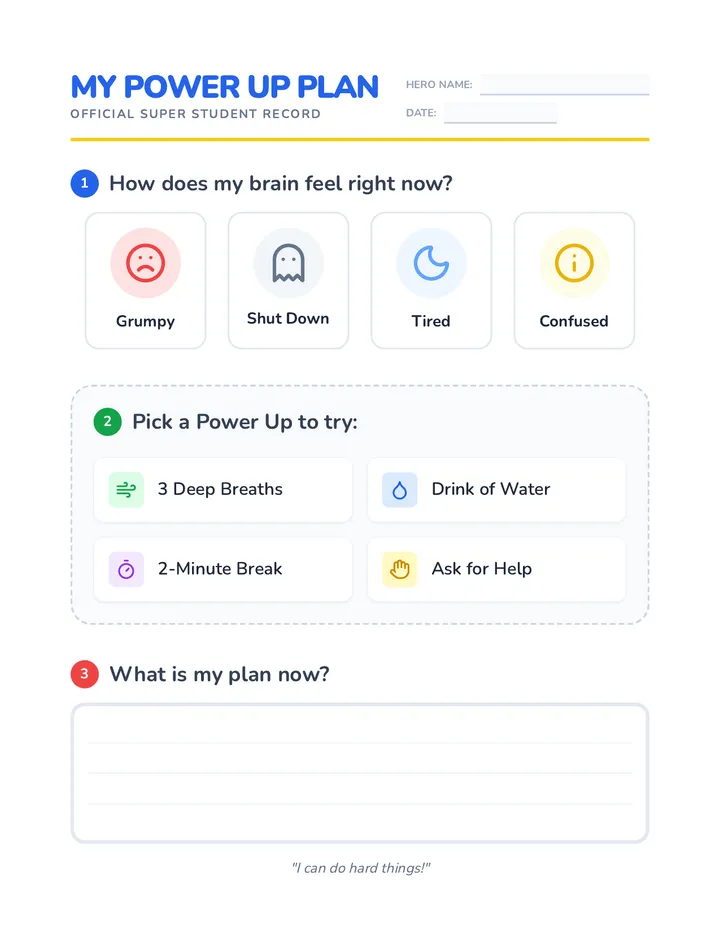 Power Up Plan Worksheet