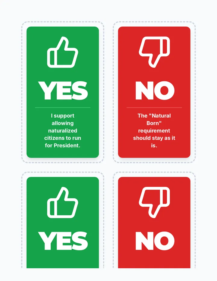 Presidency Vote Cards