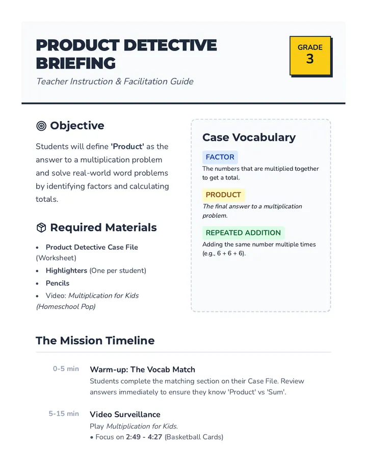 Detective Briefing Teacher Guide