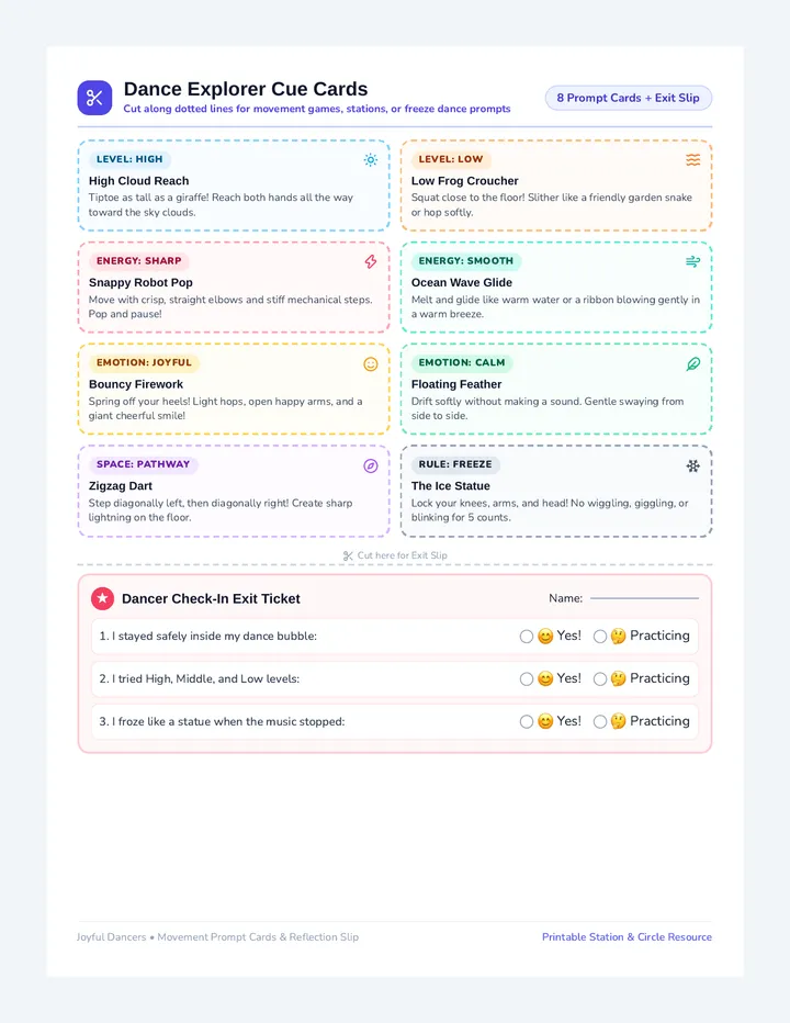 Dance Explorer Cue Cards