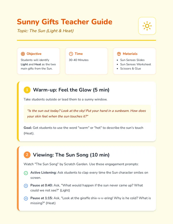 Sun Gifts Teacher Guide
