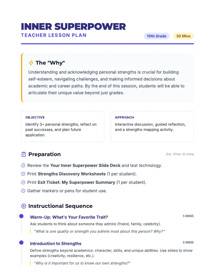 Inner Superpower Lesson Plan