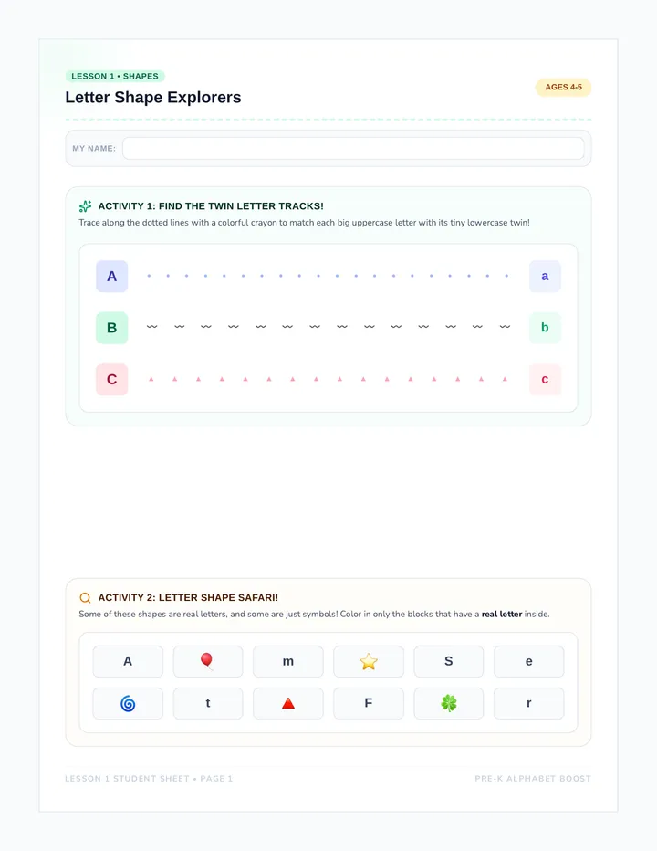 Letter Shapes Worksheet