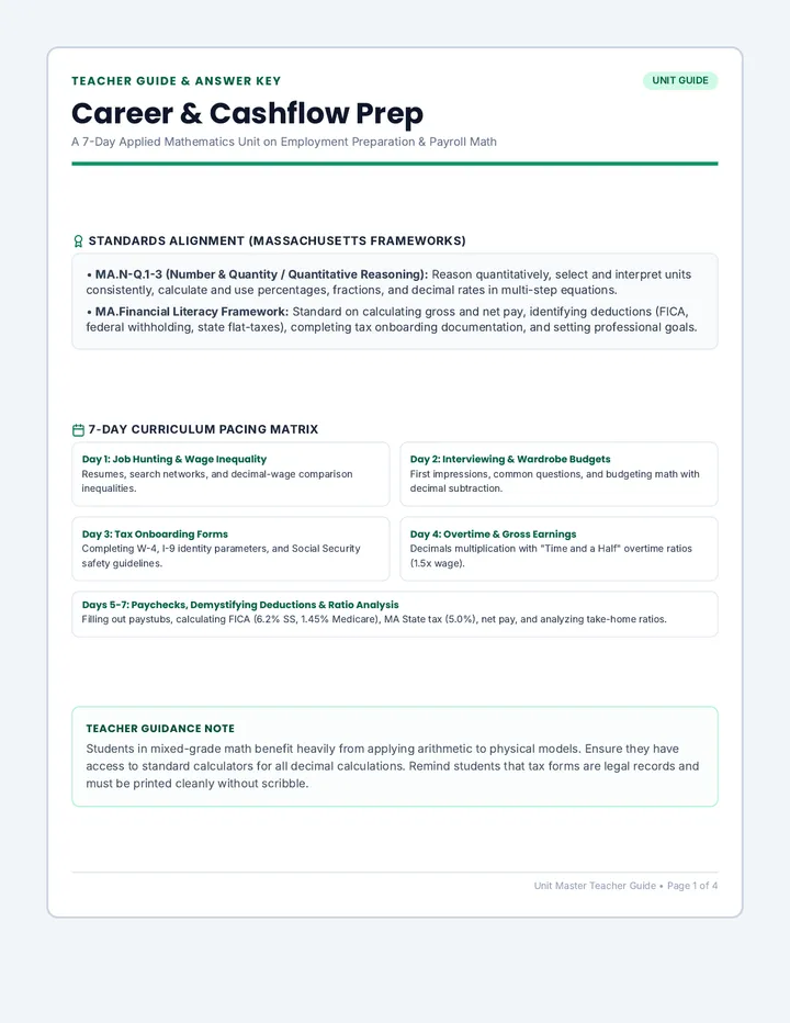 Career and Cashflow Teacher Guide