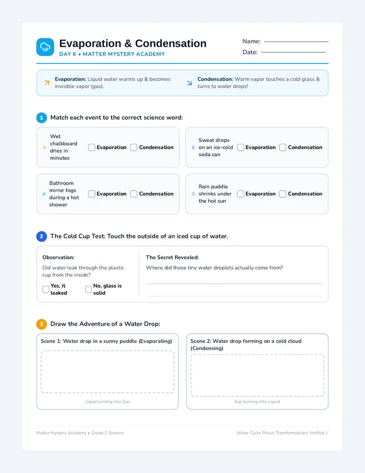 Water Changes Worksheet