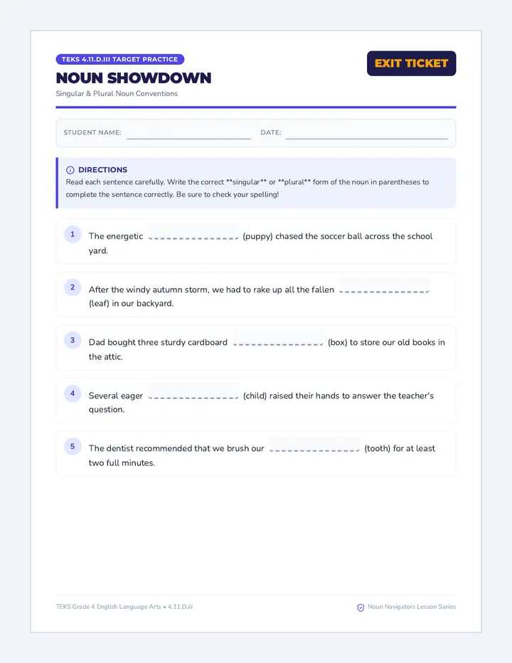 Noun Showdown Exit Ticket