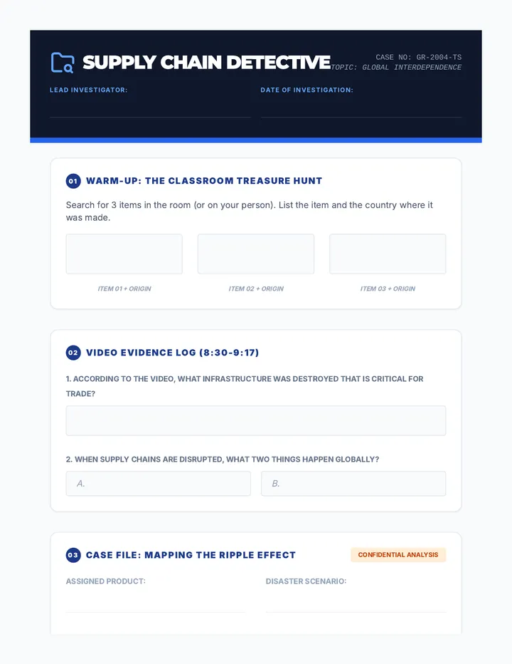 Supply Chain Worksheet