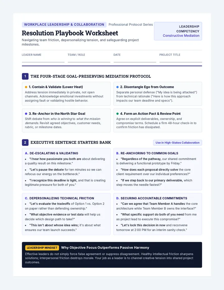 Resolution Playbook Worksheet