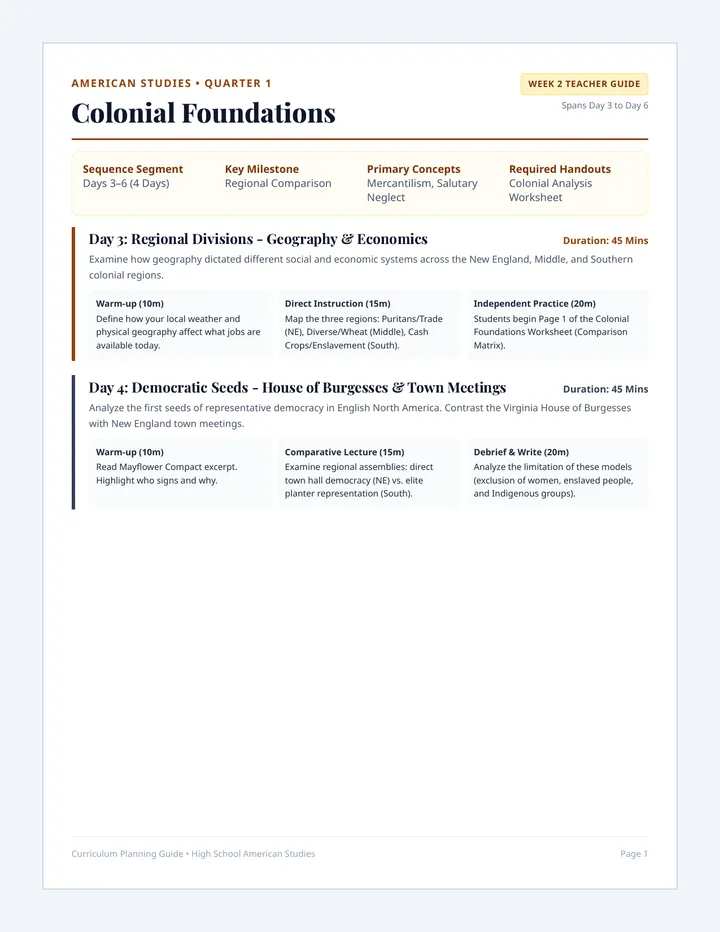 Colonial Foundations Teacher Guide