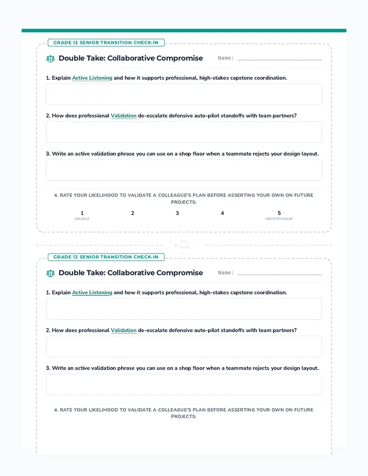 Collaborative Compromise Exit Slip page 1