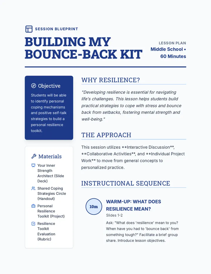 Building My Bounce-Back Kit Lesson Plan