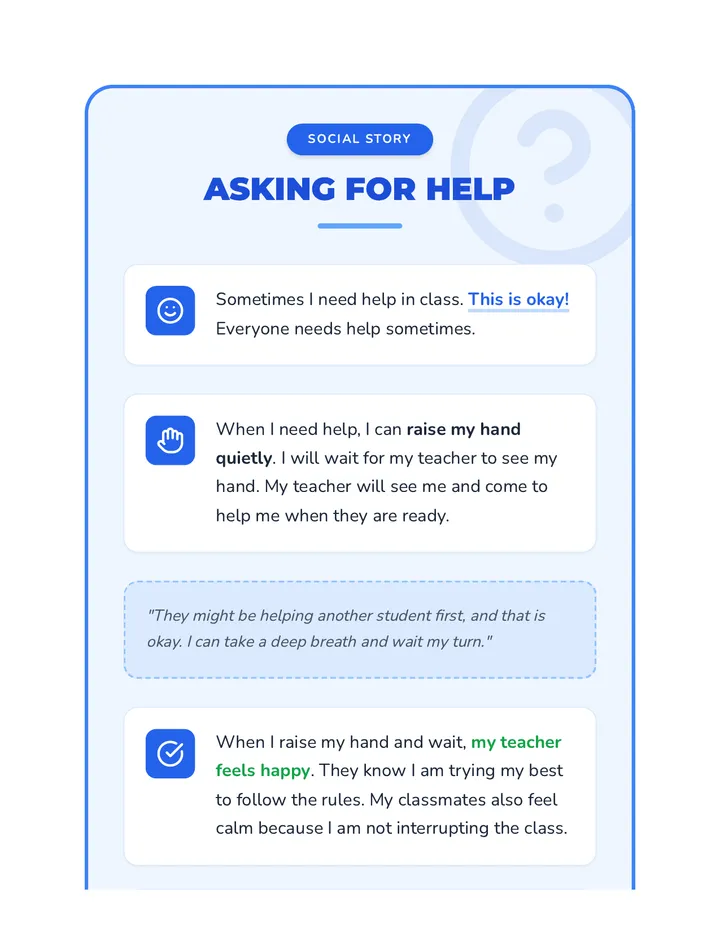 Social Story Asking for Help