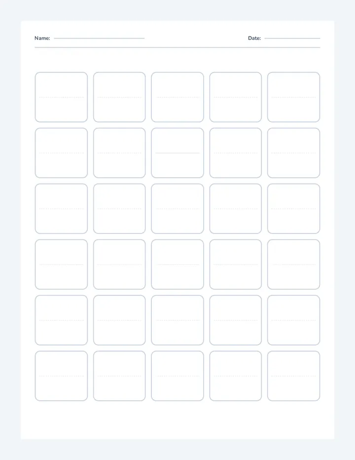 Empty Number Box Worksheet