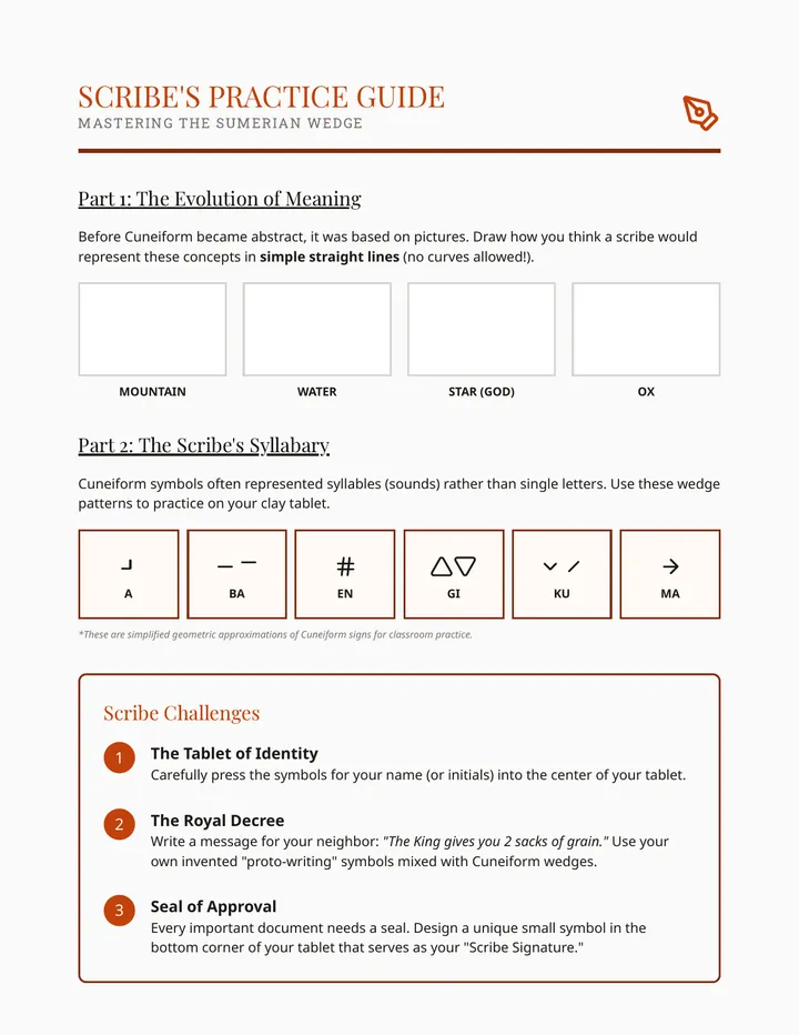 Cuneiform Scribe Practice Guide