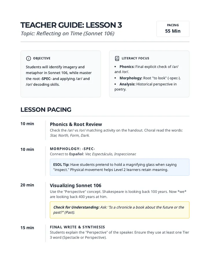Reflecting on Time Teacher Guide