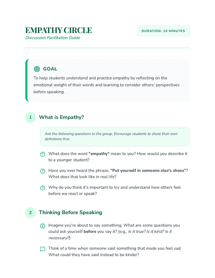 Empathy Circle Discussion Guide