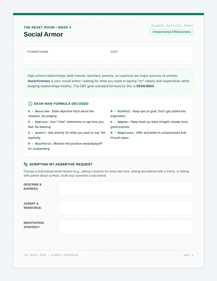 Social Armor Worksheet