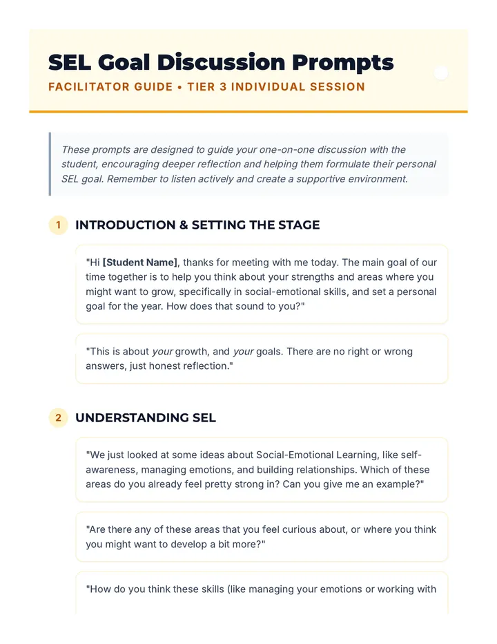 SEL Goal Discussion Prompts