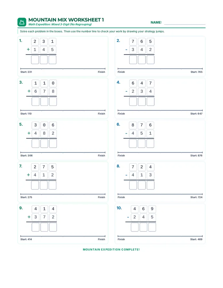 Mountain Mix Worksheet 1