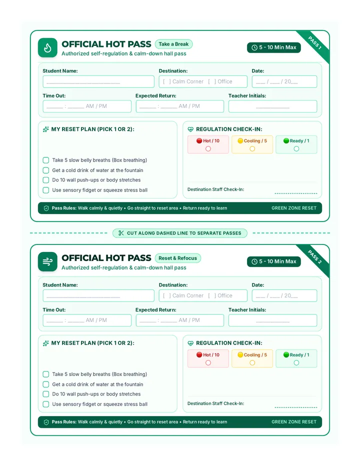 Green Hot Pass Cards