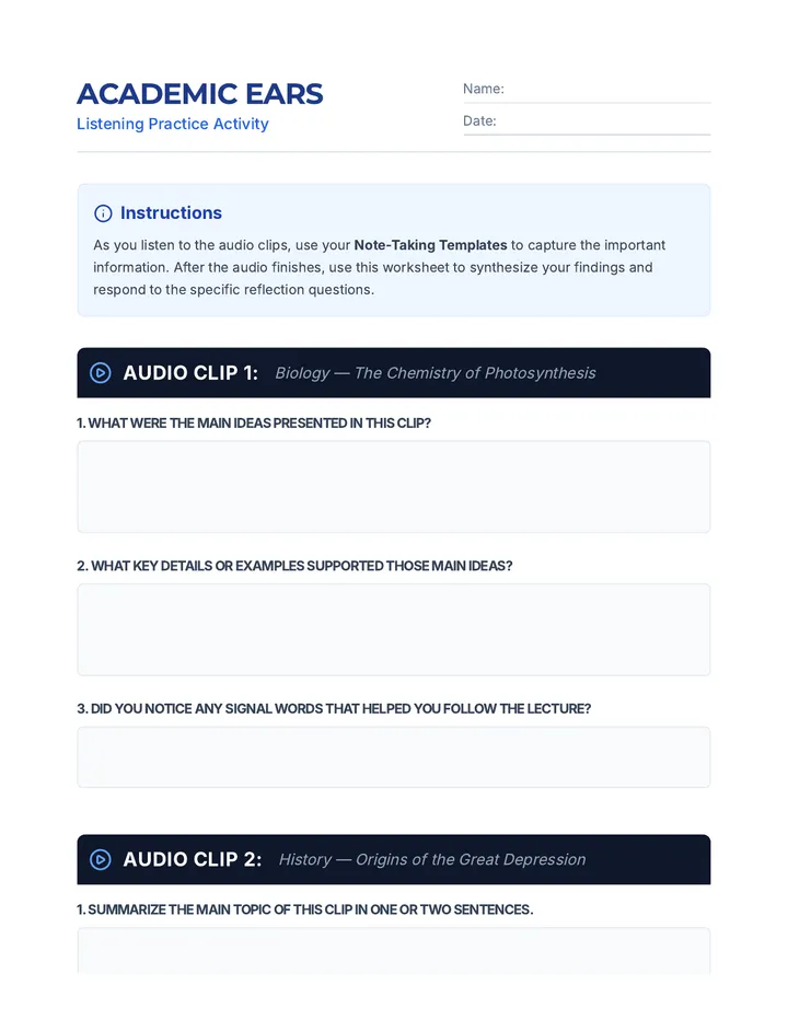 Audio Clips Activity